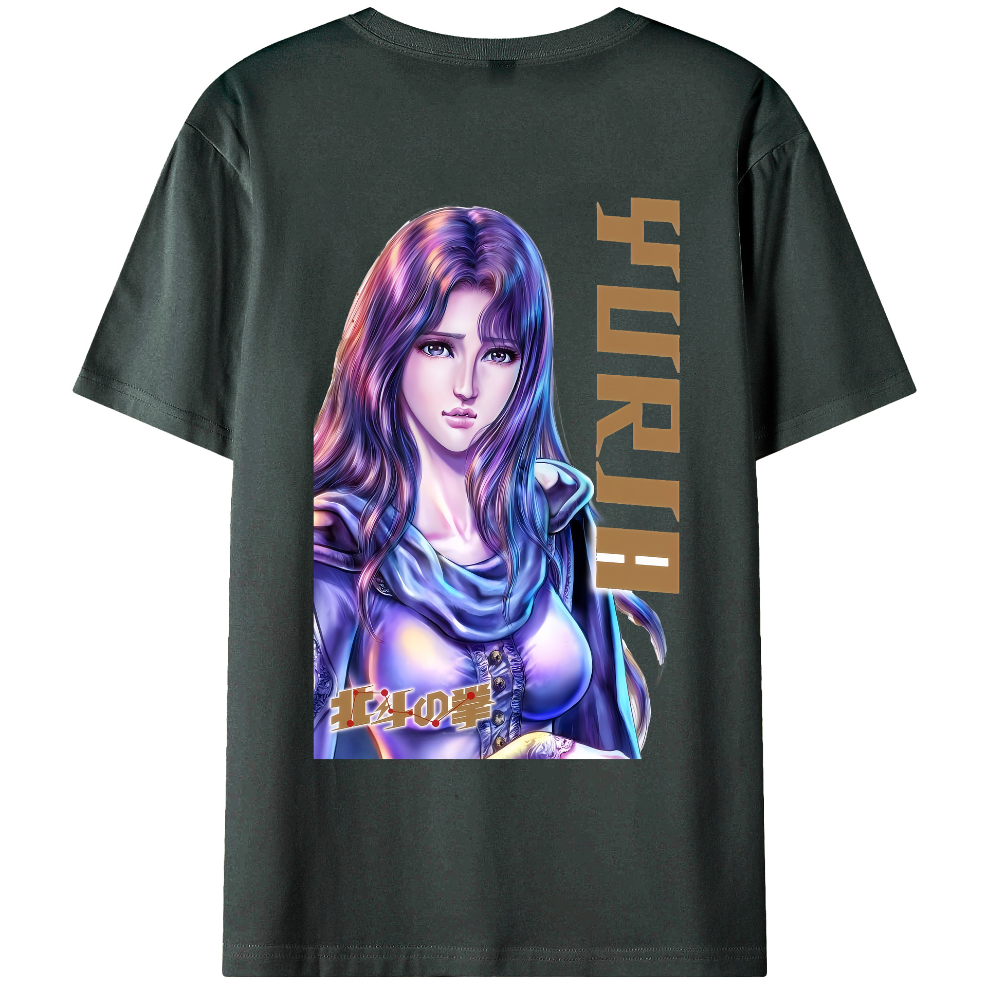（画像用） 北斗の拳 Fist of the North Star 綿100％ メンズ半袖Tシャツ（バックプリント） 通気性